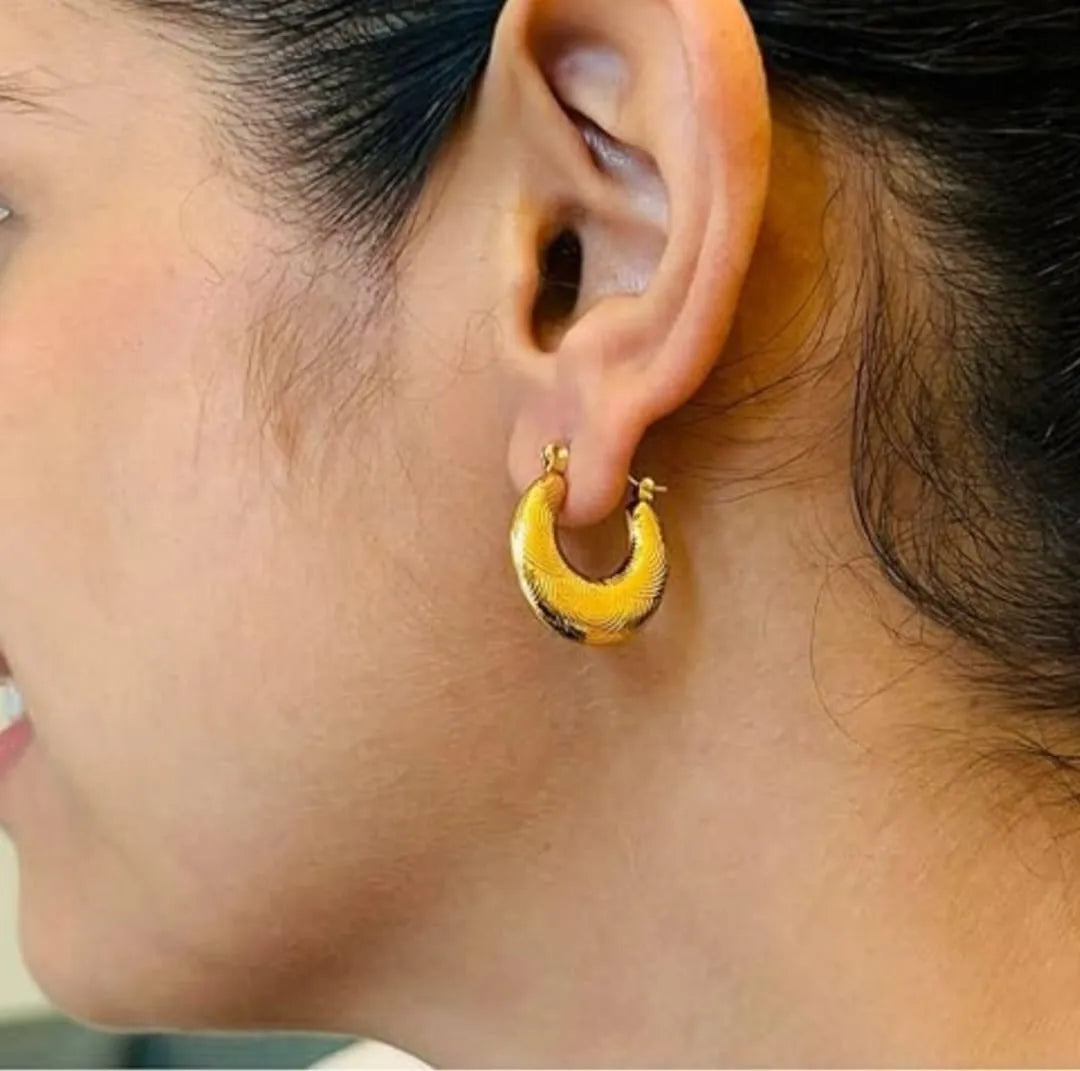 Gold Swirl Hoop Earrings - SubhagAlankar