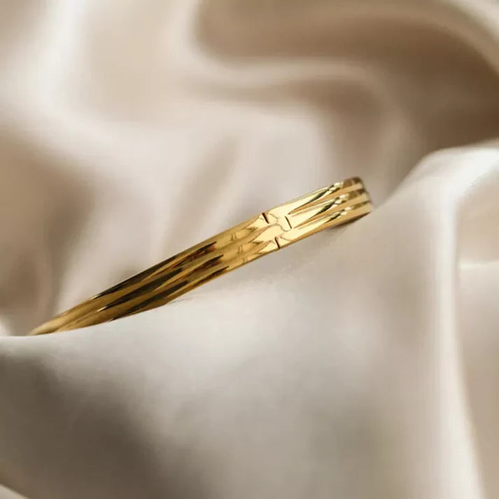 Chic Sleek Gold Finish Bangle Bracelet - SubhagAlankar