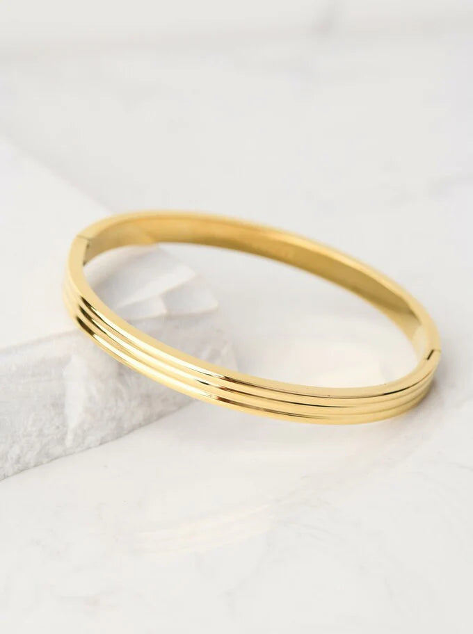 Chic Sleek Gold Finish Bangle Bracelet - SubhagAlankar