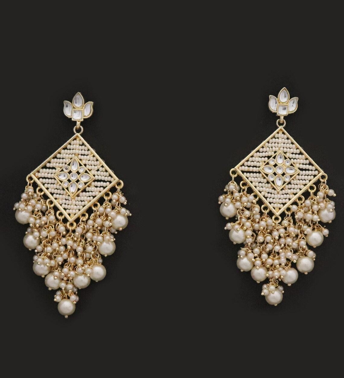 Kavya Pearl Clustered Square Dangler - SubhagAlankar