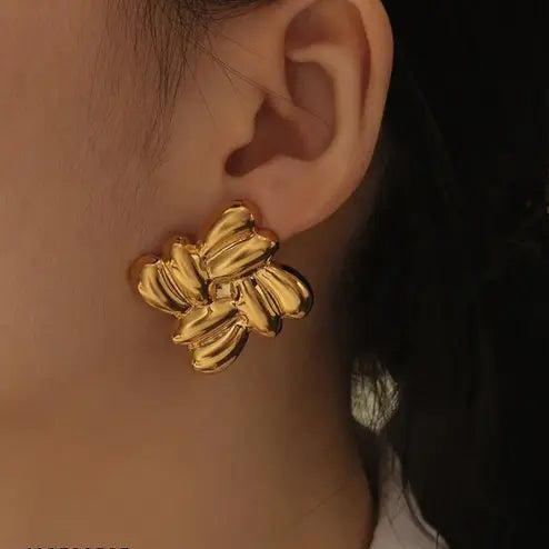 Gold Plated Artistic Statement Studs - SubhagAlankar