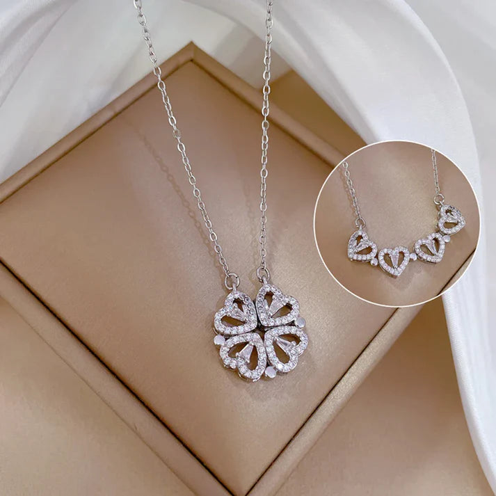 Nova's Silver Heart Magnetic Necklace - SubhagAlankar