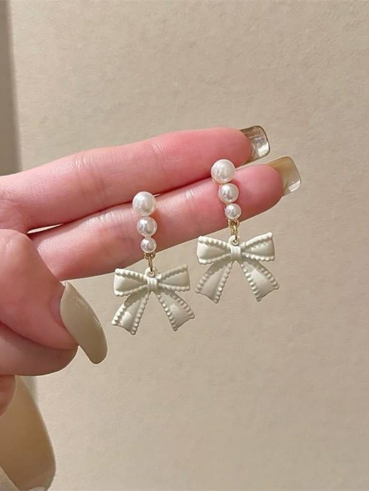 Vintage Pearl Bow Dangle Earrings - SubhagAlankar