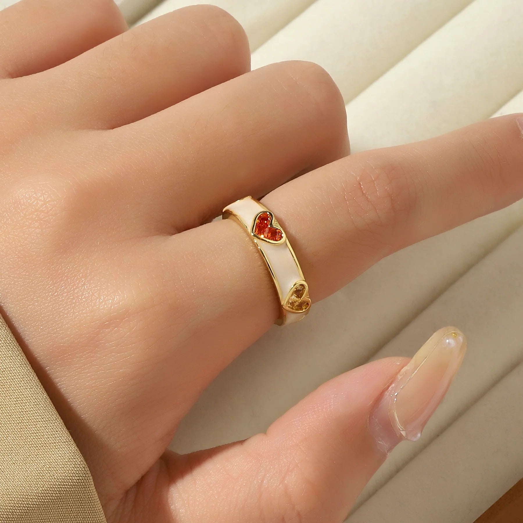 Heart Charm Adjustable Gold-Plated Ring - SubhagAlankar