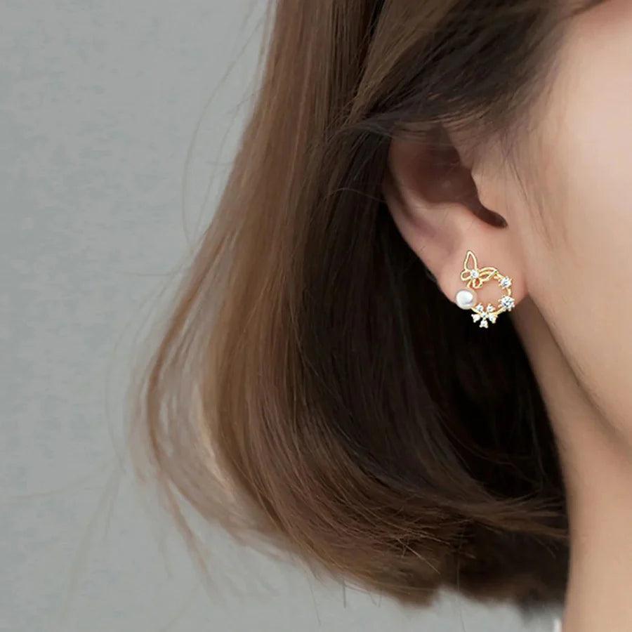 Floral Butterfly Rath Stud Earring - SubhagAlankar