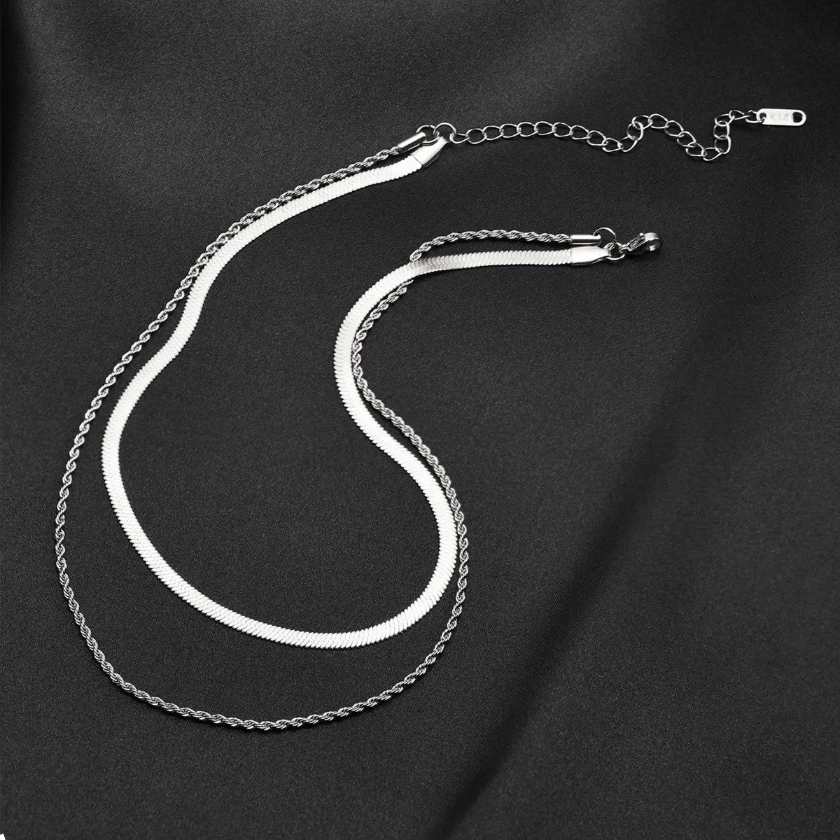 Stack it Up- Silver Plated Double Layer Necklace For Men - SubhagAlankar