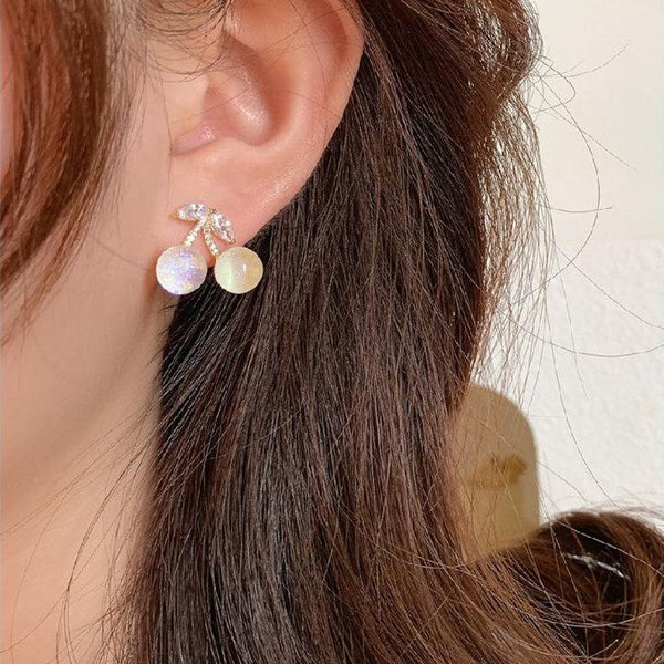 Crystal Cherry Stud Earrings - SubhagAlankar