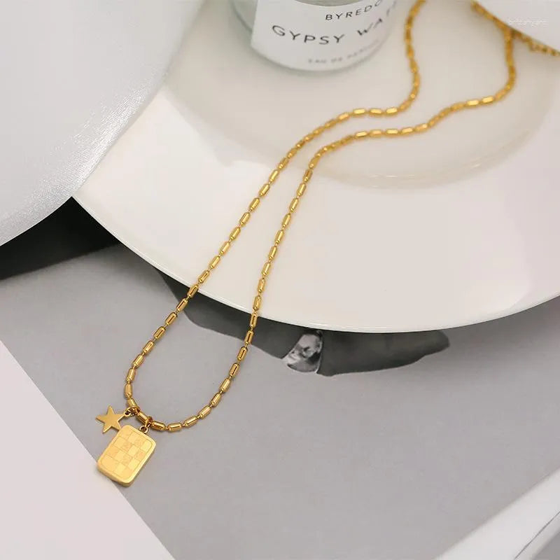 Square Star Charm Pendant Necklace - SubhagAlankar