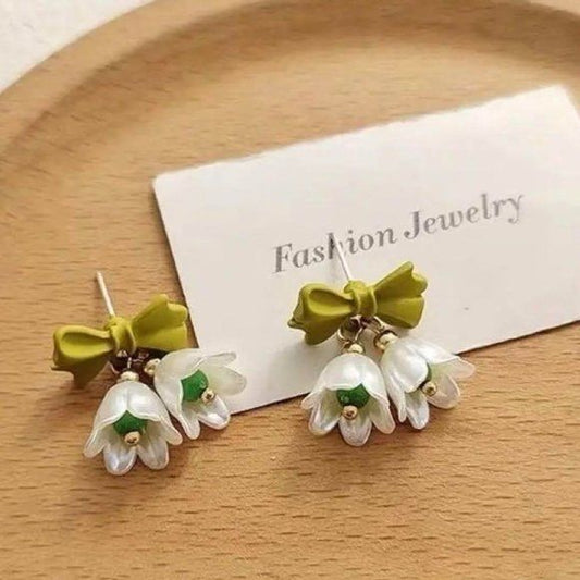 Lily Bloom Bow Drop Earrings - SubhagAlankar