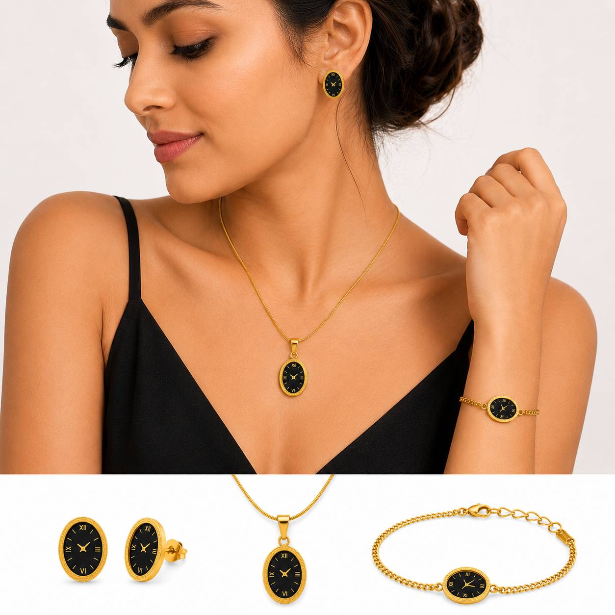 Oval Vintage Dial Jewellery Set