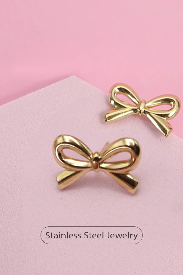 18k Gold Plated Mini Bow Stud Earrings - SubhagAlankar