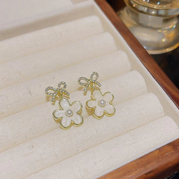 Dainty Floral Bow Earrings - SubhagAlankar
