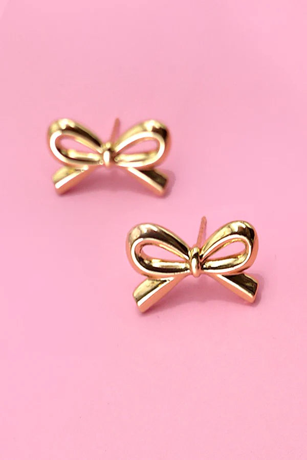 18k Gold Plated Mini Bow Stud Earrings - SubhagAlankar