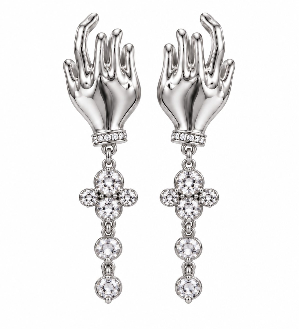 Hot Hands- Silver Statement earrings