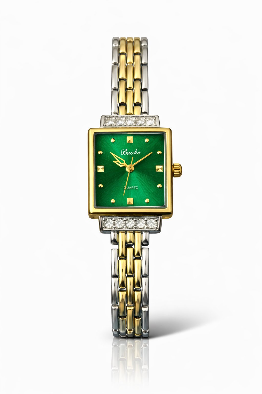 Two Tone Baoke Green Dial Watch