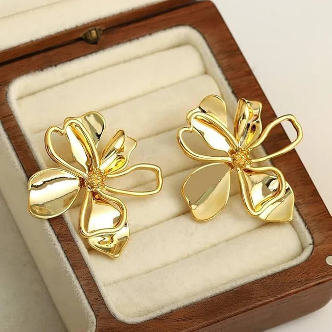 Golden Glamour Blossom Earrings - SubhagAlankar