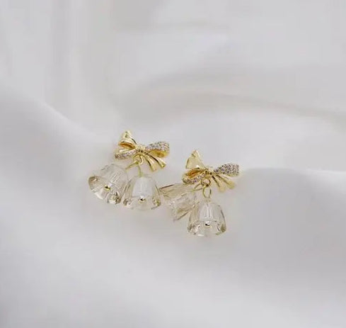 Twinkling Ribbon Bell Charm Earrings - SubhagAlankar