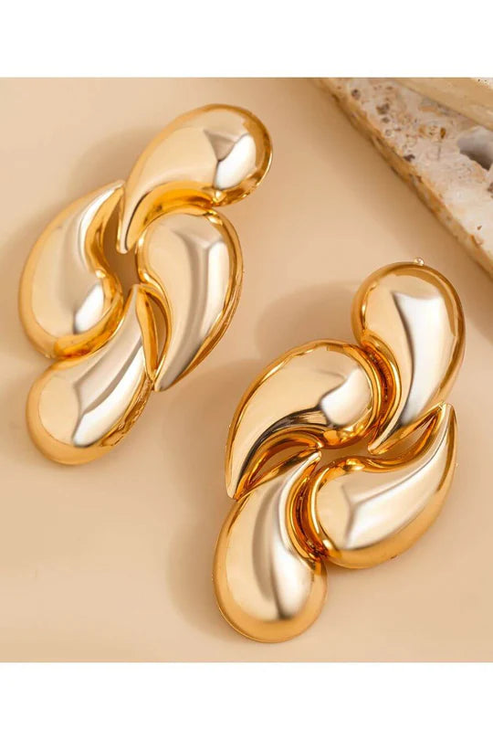 Gold Swirl Statement Earrings - SubhagAlankar