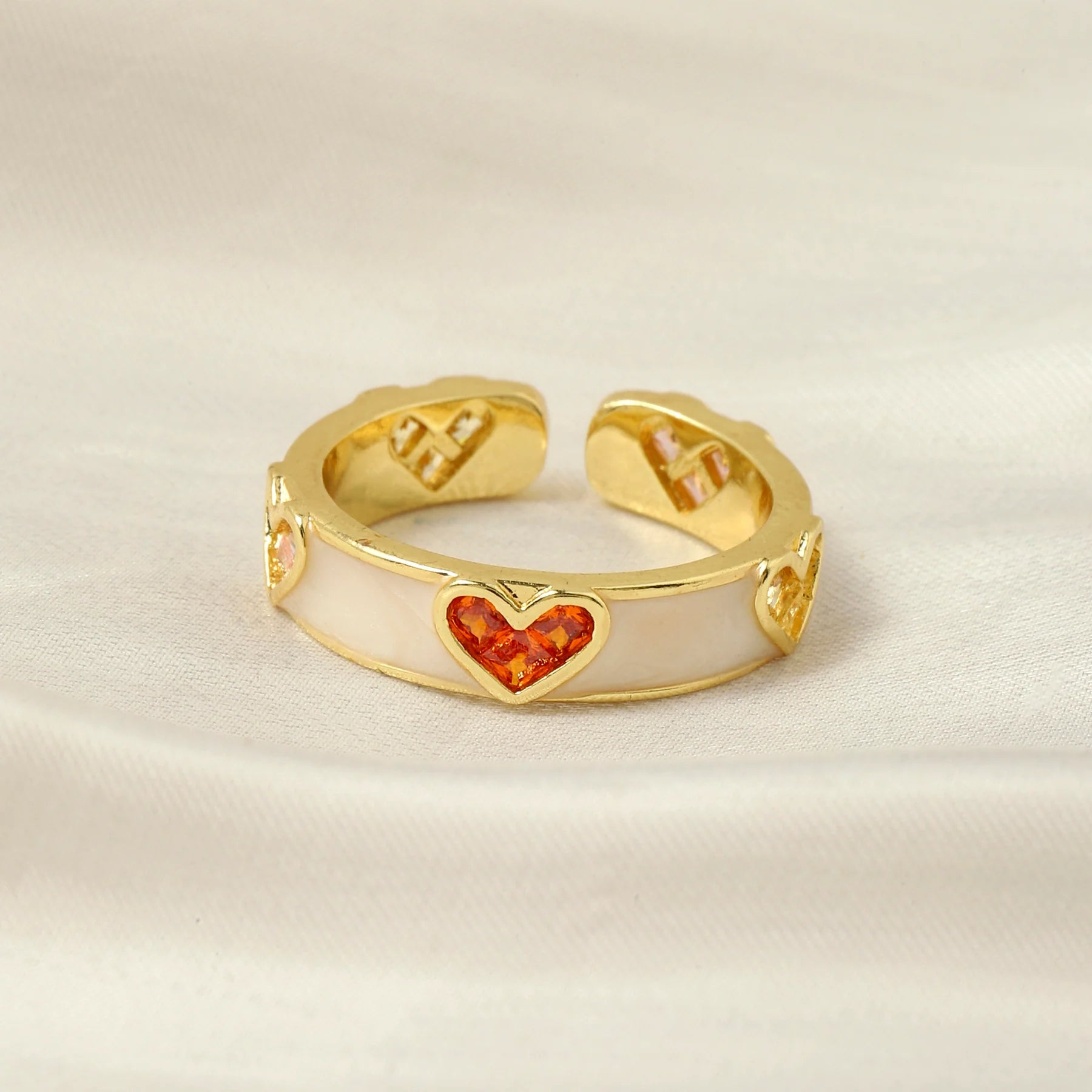 Heart Charm Adjustable Gold-Plated Ring - SubhagAlankar
