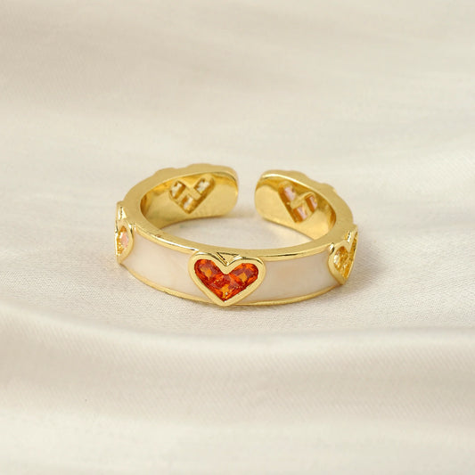 Heart Charm Adjustable Gold-Plated Ring - SubhagAlankar