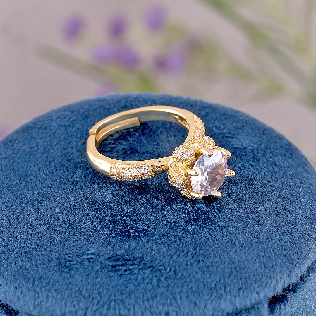 Golden Radiance Crystal Ring - SubhagAlankar