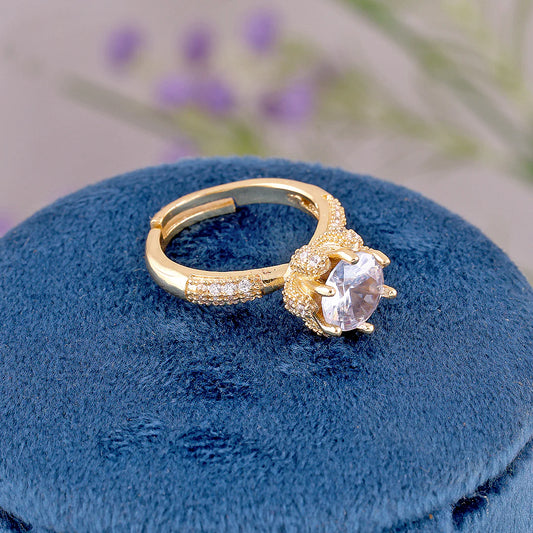 Golden Radiance Crystal Ring - SubhagAlankar