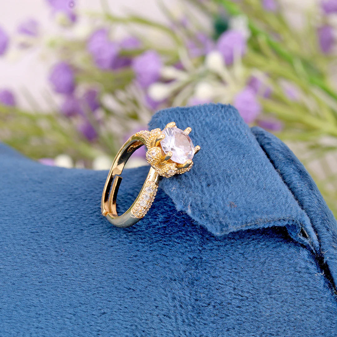 Golden Radiance Crystal Ring - SubhagAlankar