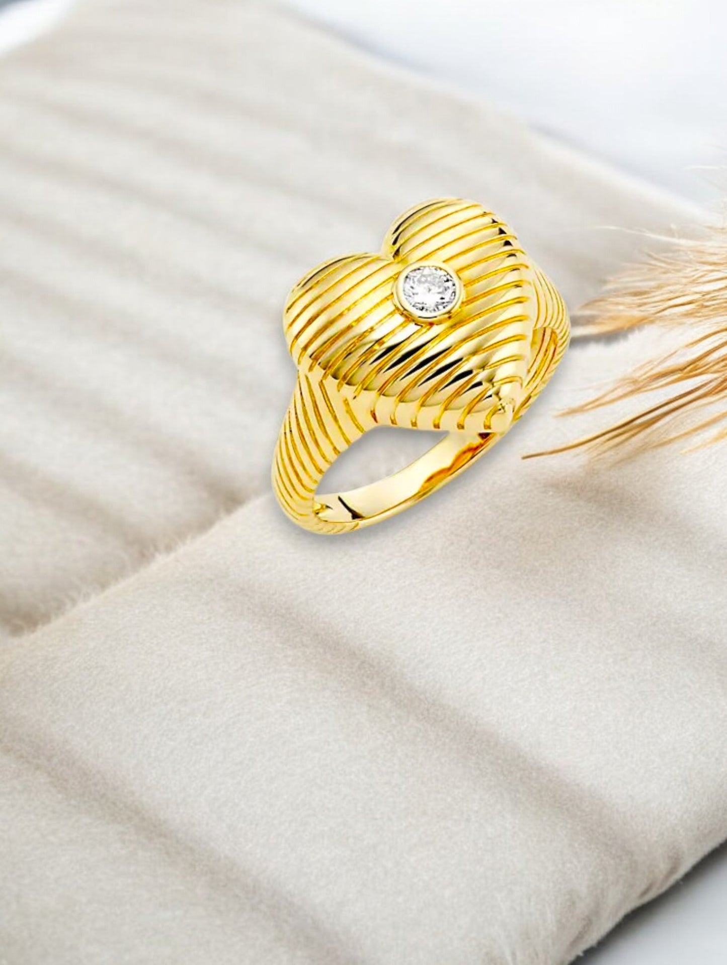 18k Gold Pated Adjustable Heart Ring