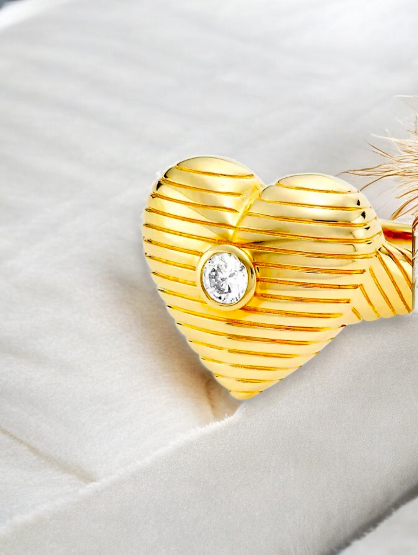 18k Gold Pated Adjustable Heart Ring