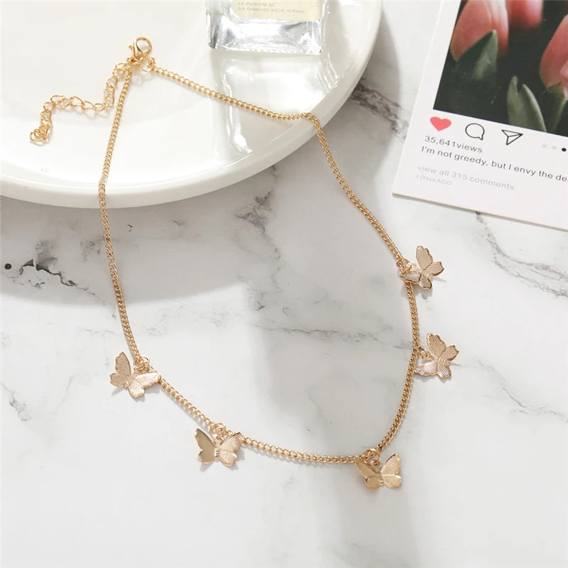 Gold-Plated Butterfly Charm Necklace