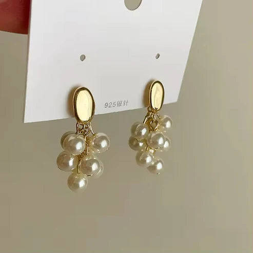 Isa's  Gold Plated Pearls Drop Earrings