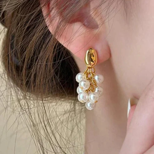 Isa's  Gold Plated Pearls Drop Earrings