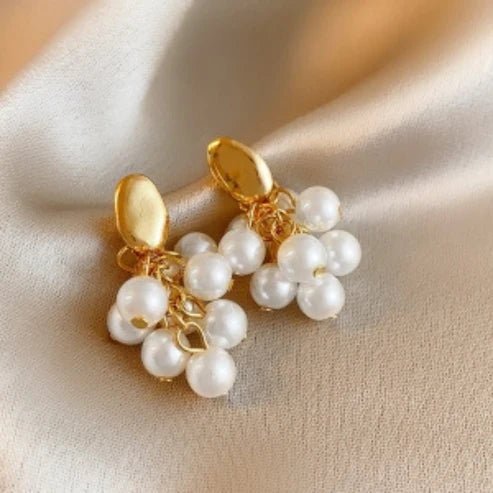 Isa's  Gold Plated Pearls Drop Earrings