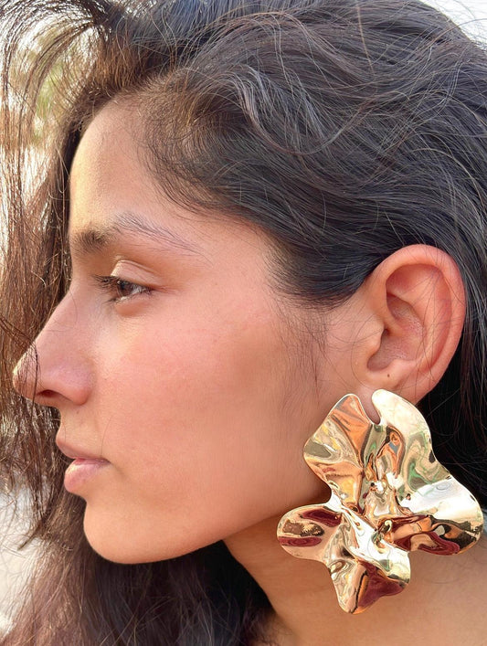 Sun-Kissed Leaf Earring - Statement - SubhagAlankar