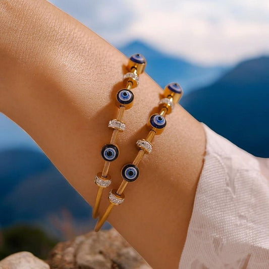 Thin Wrist Evil Eye Bracelet | 18K Gold Plated, Baby Size