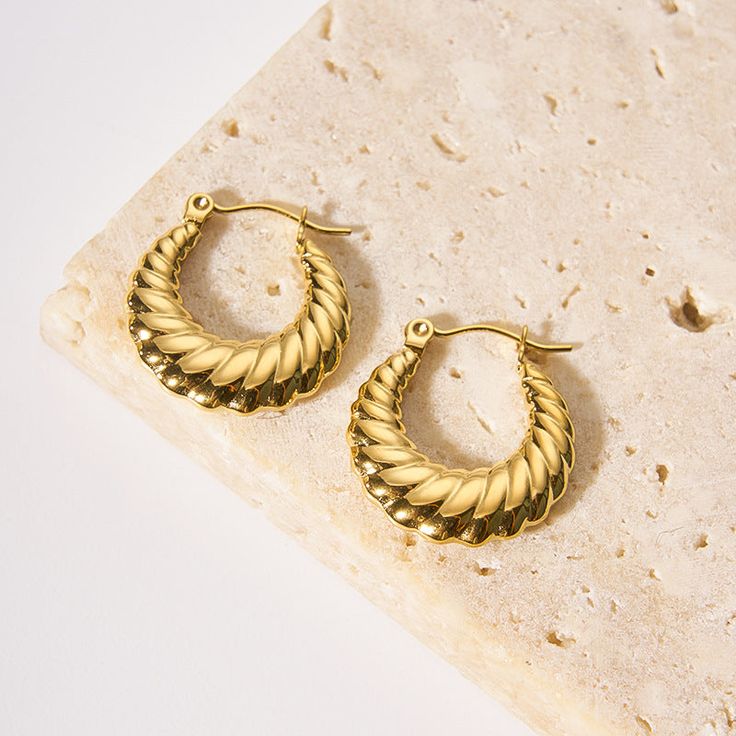 18K Gold Plated Croissant Hoops