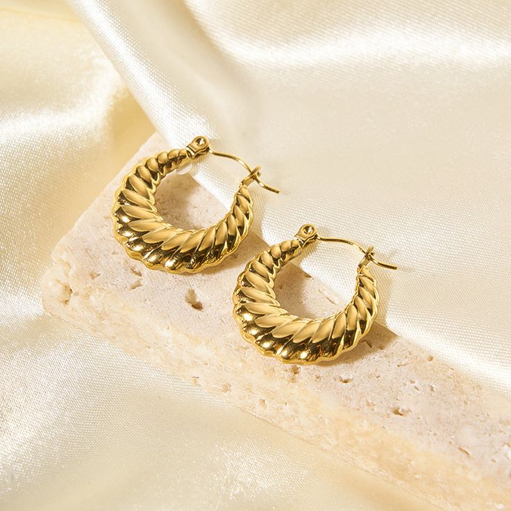 18K Gold Plated Croissant Hoops