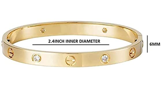 Stainless Steel Gold Toned Love Band Bangle Bracelet