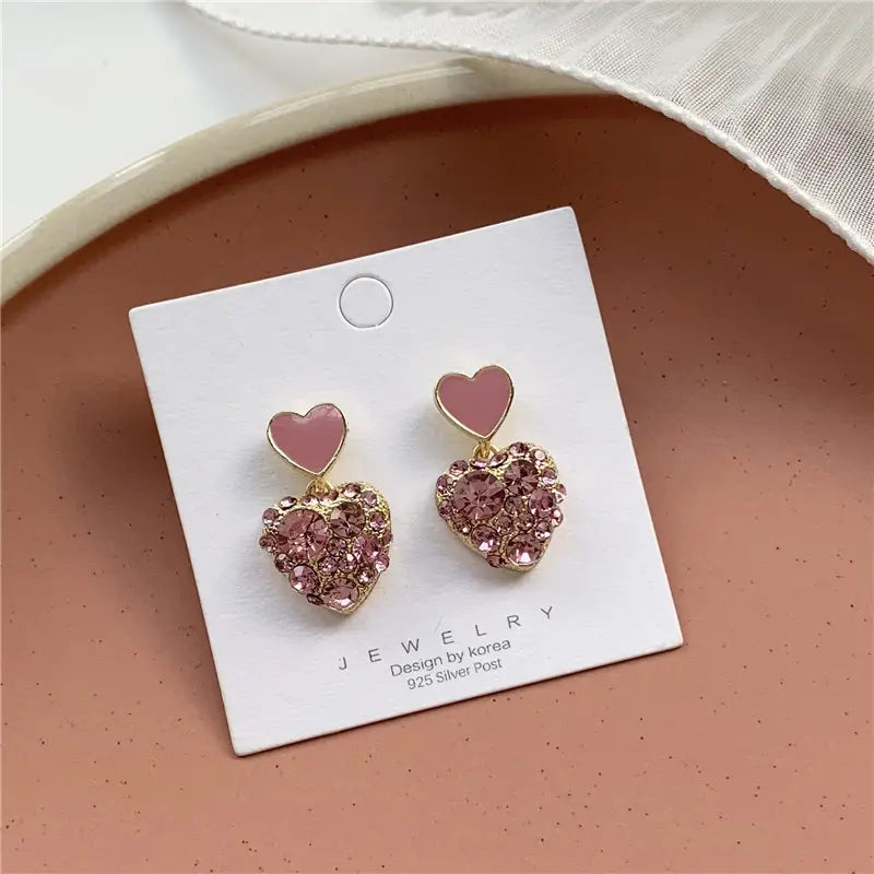 Elegant Purple Heart Stone Drop Earring