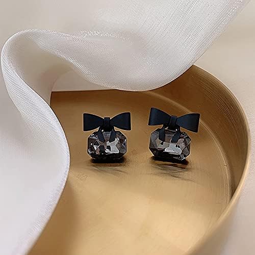 Black Bow Stone Stud Earrings