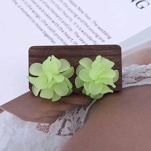 Bold Green Flower Oversized Studs