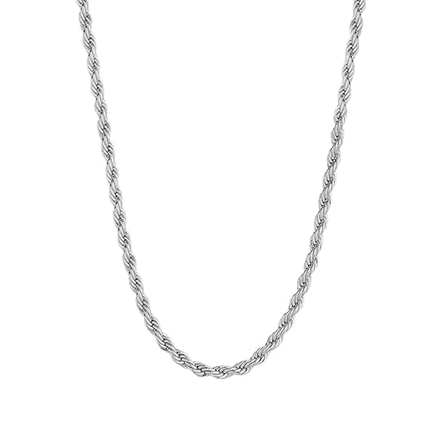 18k Silver Plated Rope Chain For Men's