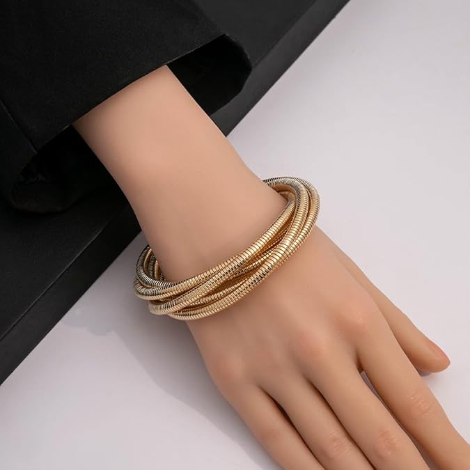 18k Gold Pated Luxe 5-Layer Cuff Bracelet