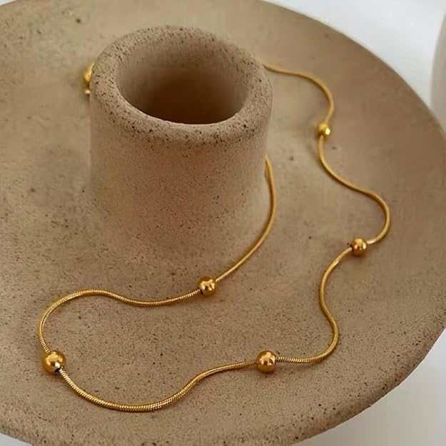 18k Gold Plated Beaded Chain For Women