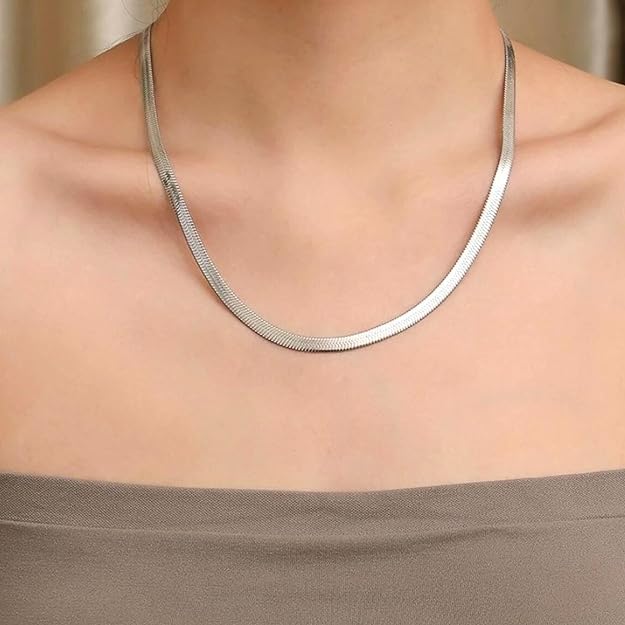 Sleek Snake Chain For Women - 18k Silver Plated