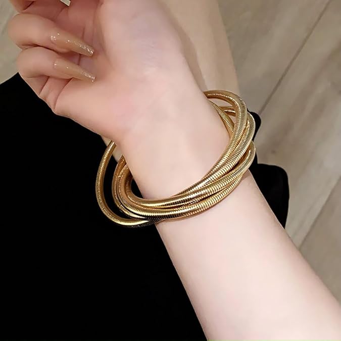 18k Gold Pated Luxe 5-Layer Cuff Bracelet