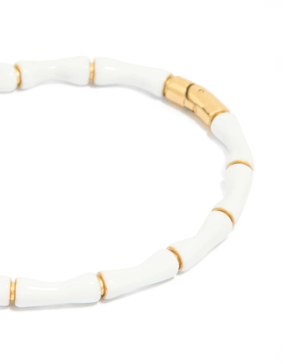 White Enamel Bamboo -18k Gold plated