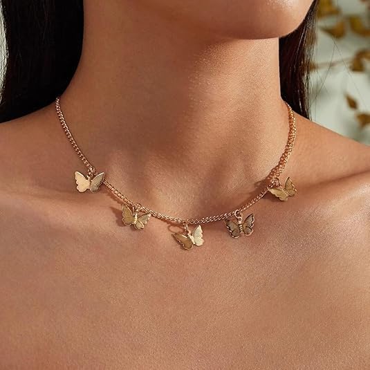 Gold-Plated Butterfly Charm Necklace