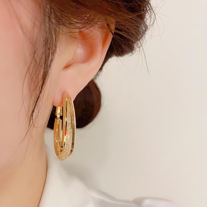 Gold Plated Triple-Layer Hoop Earrings