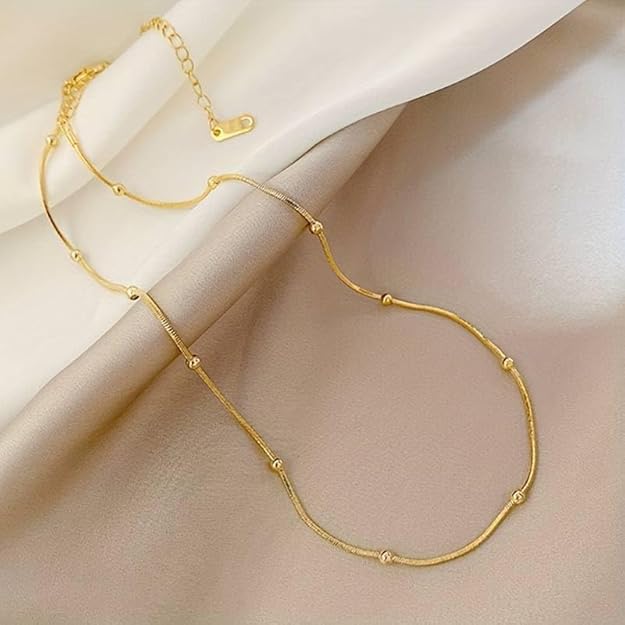 18k Gold Plated Beaded Chain For Women